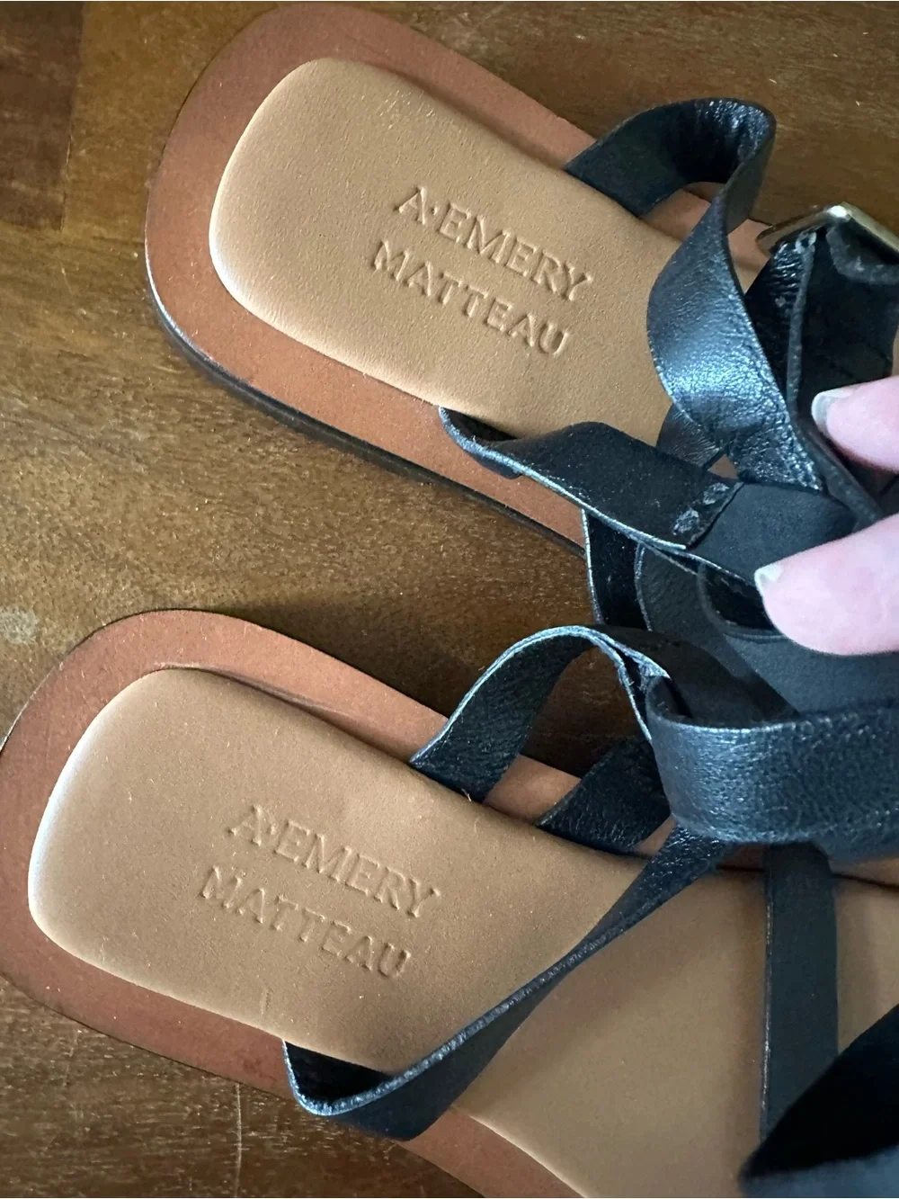A.Emery x Matteau Black Strappy Leather Sandals - Women's size 39